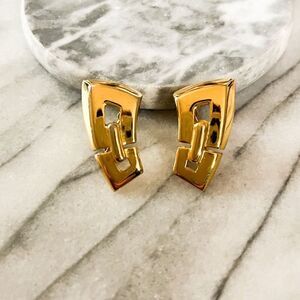 Vintage Napier Screw-Back Earrings‎ | Gold Geometric Mod | Midcentury Modern MCM